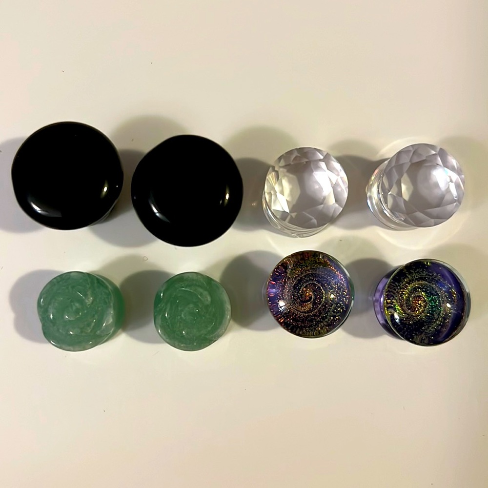Ear Plugs Stone & Glass Lot 1/2g 12mm